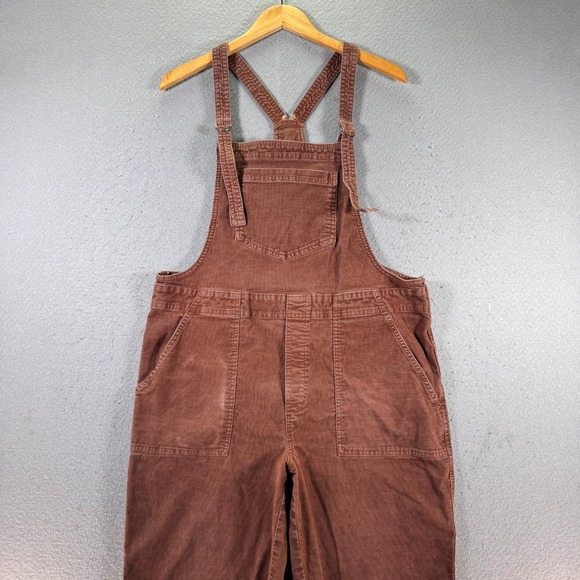 aerie Pants - Aerie Work and Play Corduroy Overall Womens Large Brown Jumper Tapered Relaxed